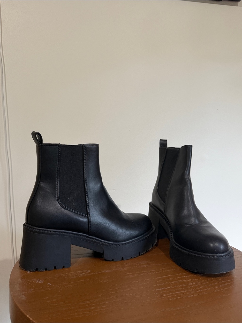 Madden Girl Black Chunky Platform Booties